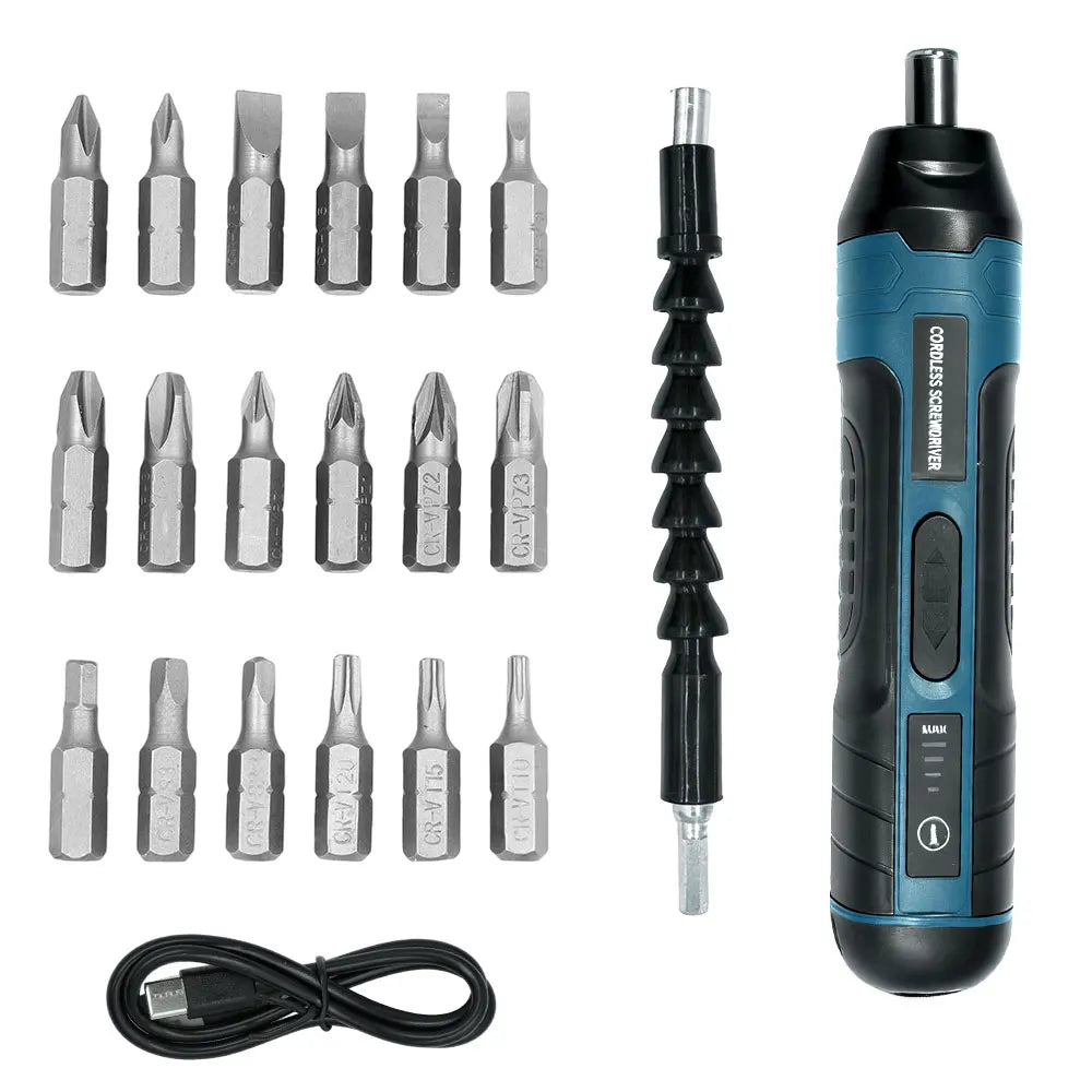 Rechargeable & Cordless Electric Screwdriver (Bonus 20 Piece Set)